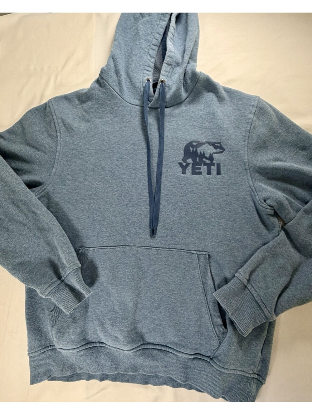 YETI Blue Graphic Bear Logo Pullover Hoodie Sweatshirt